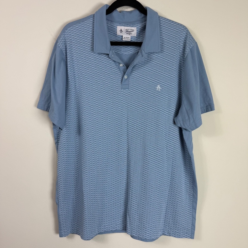 Original Penguin Jacquard‎ Blue Short Sleeve Polo Shirt XL